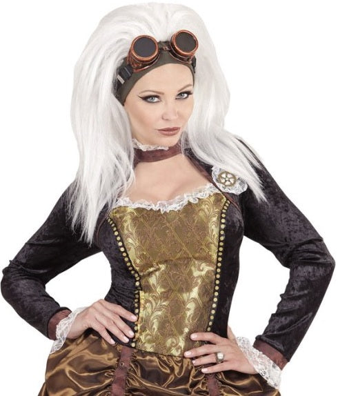 Steampunk Perücke mit Brille