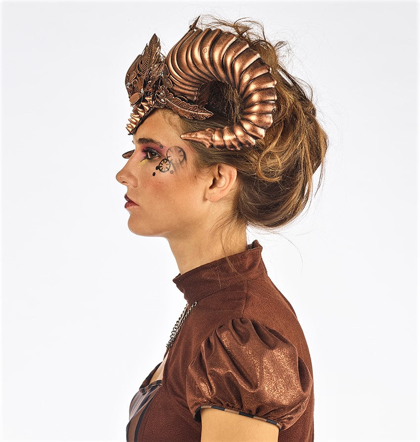 Dämonen Kopfschmuck mit Hörnern – Waldwesen & Steampunk