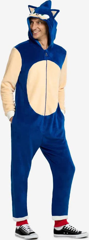 Sonic Kostüm für Erwachsene, Cosplay-Overall mit Kapuze
