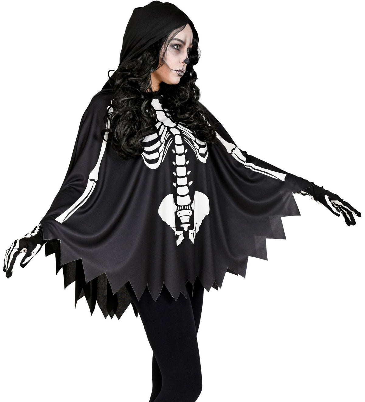 Skelett Poncho mit Zacken für Halloween