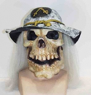 Voodoo Totenkopf Maske mit Hut & Haaren