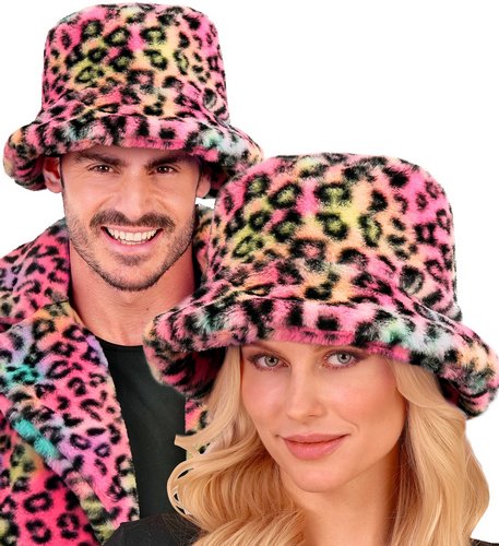 Leoparden Plüschhut – Fake Fur Hut