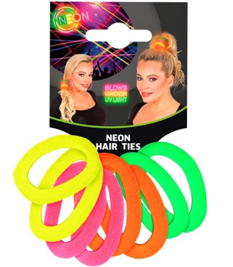 Neon Haargummis Set – 80er Party & Sport