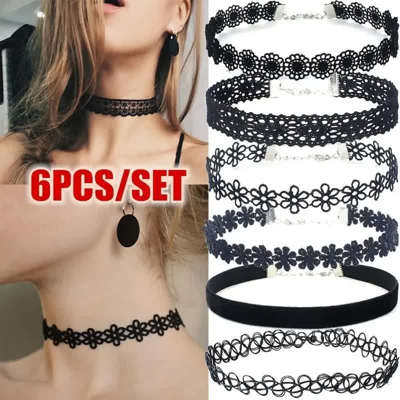 90er Halsbänder – 12 Stück Tattoo Choker