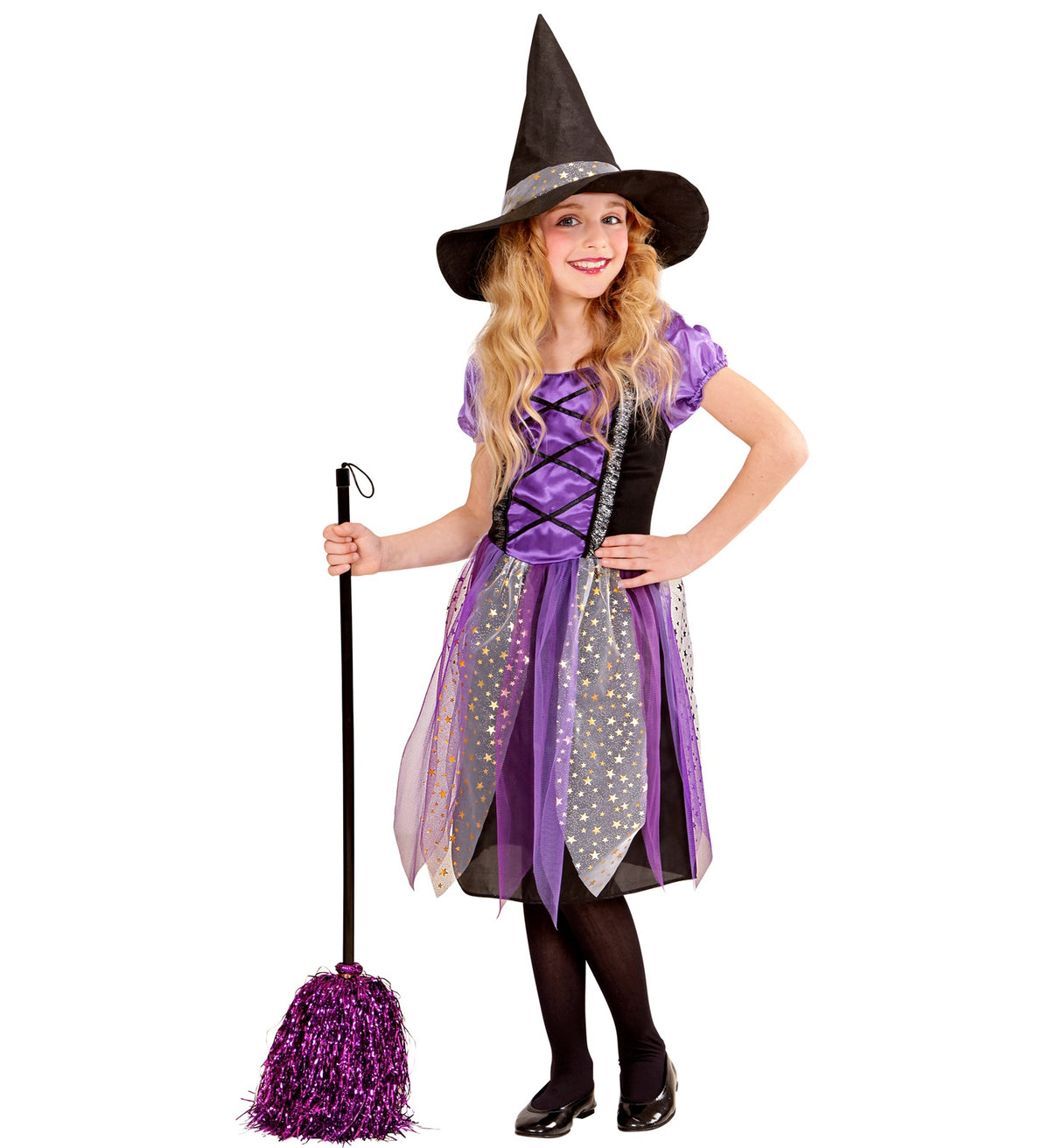 Hexenkostüm für Kinder mit Kleid und Hut