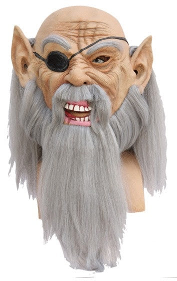 Alter Mann Maske mit Haaren und Augenklappe