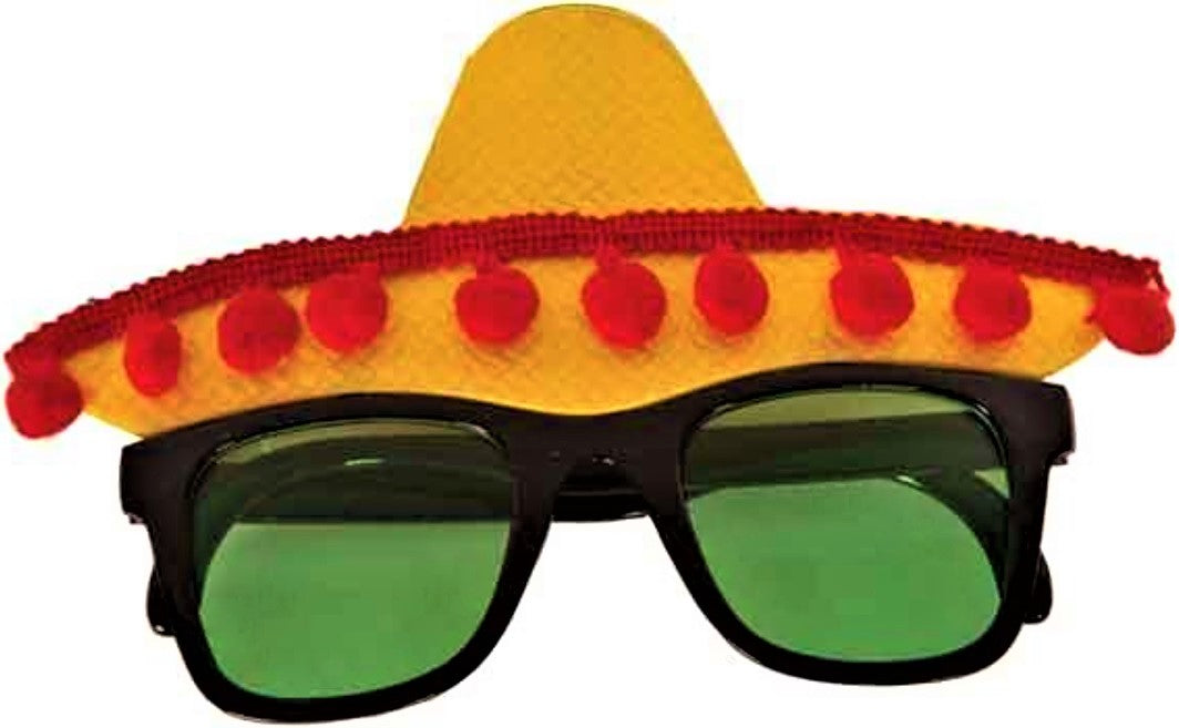 Mexikaner Brille mit Sombrero – Partybrille mit Pompons