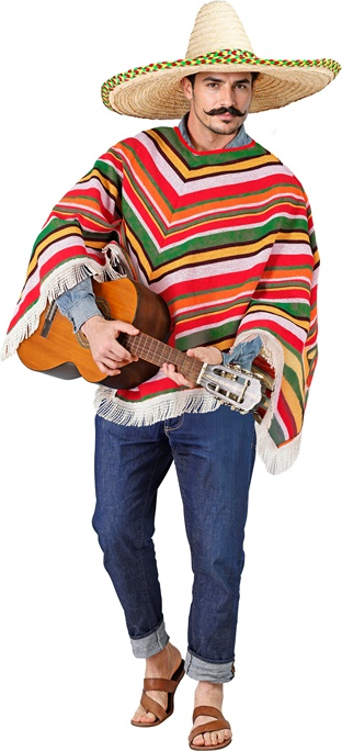 Mexikanischer Poncho mit Fransen für Erwachsene