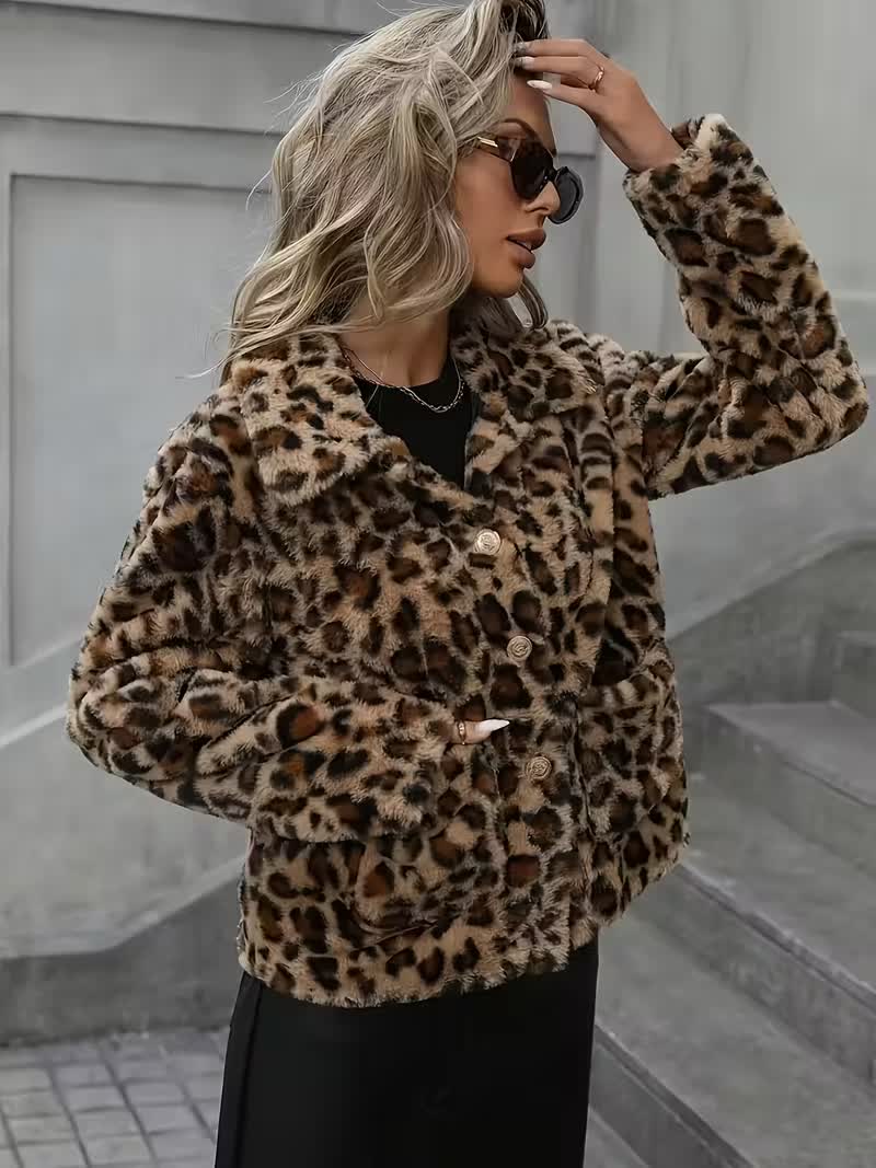 Leoparden Jacke Damen ohne Futter – Fake Fur