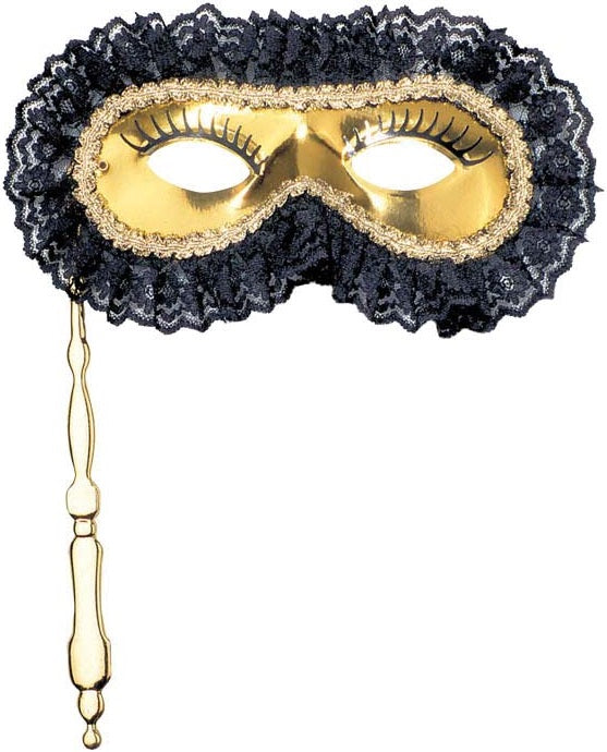 Venezianische Augenmaske mit Stab und Spitzen