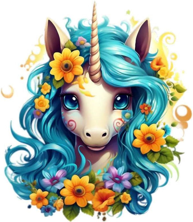 Einhorn Bügelbilder für Kostüm und Shirt – blumiges Märchen