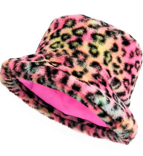 Leoparden Plüschhut – Fake Fur Hut