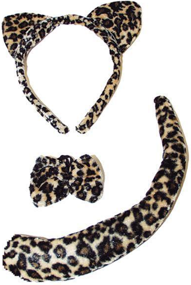Leoparden Set für Erwachsene – Ohren, Fliege & Schwanz