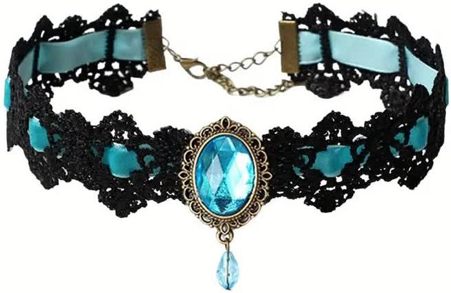Vampir Halsband mit Spitze & Strass – Choker