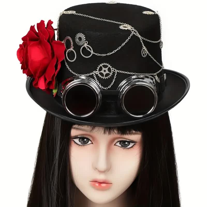 Steampunk Zylinder für Damen mit Rosen Verzierung