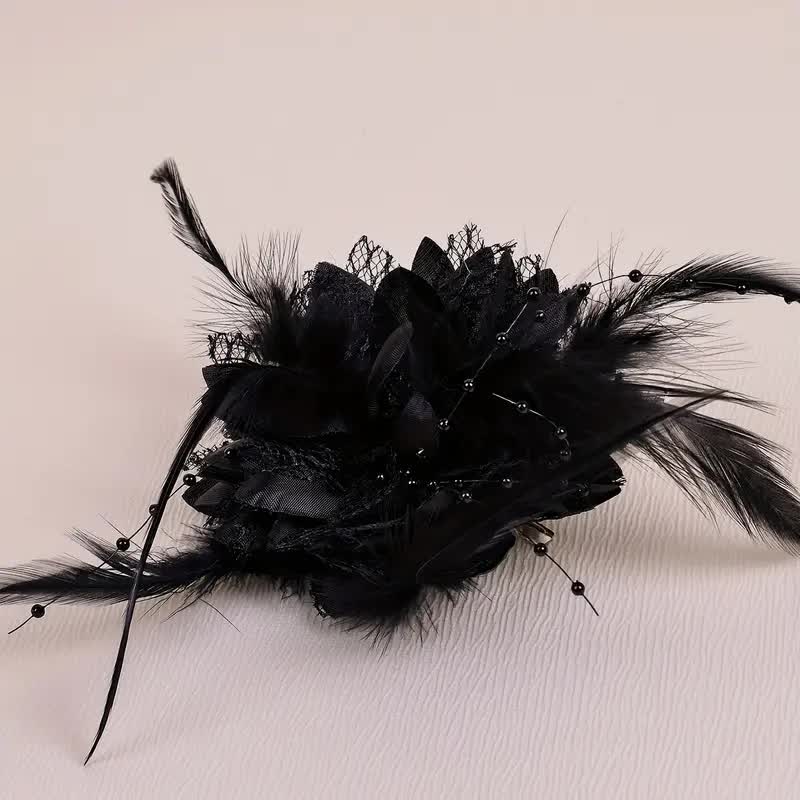 Gothic Haarblume mit Haarclip und Haargummi
