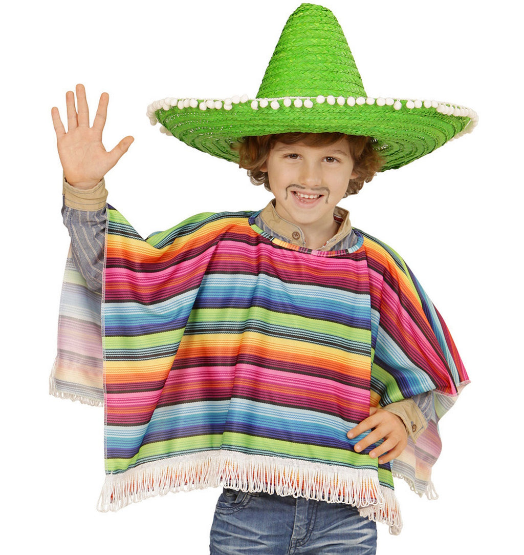 Mexikanischer Poncho aus leichtem Stoff - Farbenfroh
