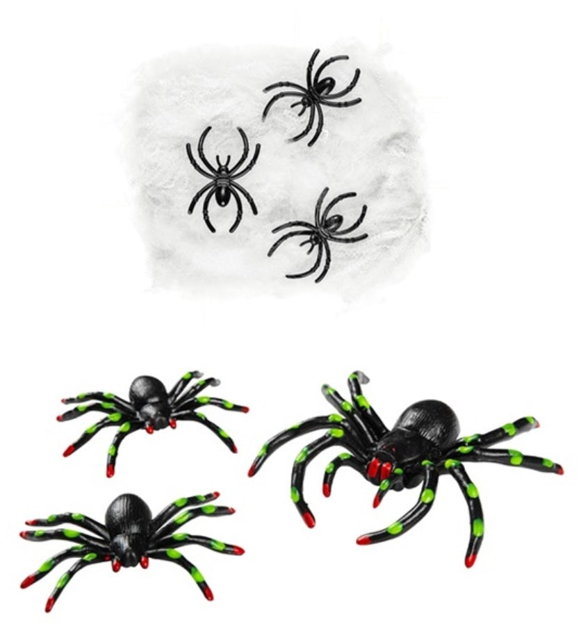 Spinnennetz mit 3 Spinnen – Halloween Deko