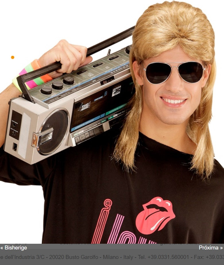 Vokuhila Perücke mit Brille – 80er Set