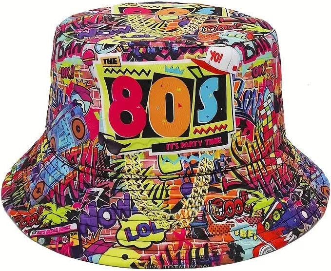 80er Partyhut – Bucket Hat im 80er-Jahre-Stil
