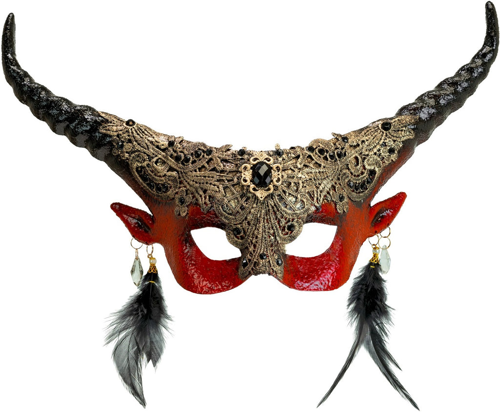Dämon Halbmaske mit Hörnern – Teufel