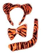 Tiger Set für Erwachsene – Ohren, Fliege & Schwanz