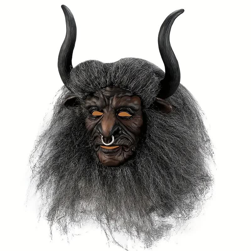Teufel Maske mit Kunstfell & Hörnern