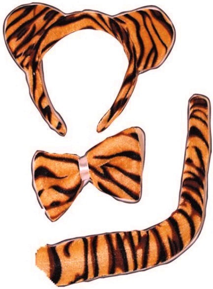 Tiger Set für Erwachsene – Ohren, Fliege & Schwanz