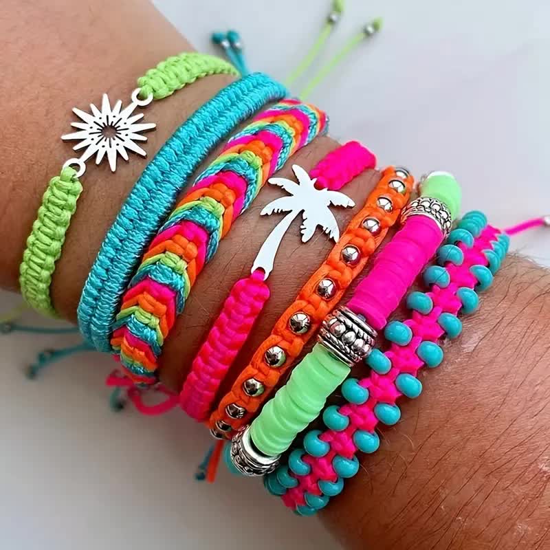 80er Jahre Armbänder Set – 7-teilig