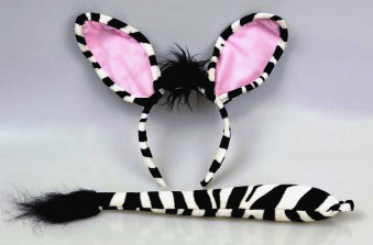 Zebra Set für Erwachsene – Ohren & Schwanz