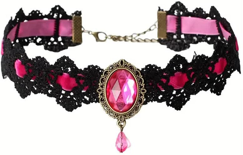 Vampir Halsband mit Spitze & Strass – Choker