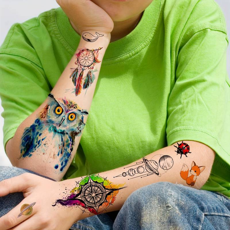 Tattoos Eule & Traumfänger – Boho