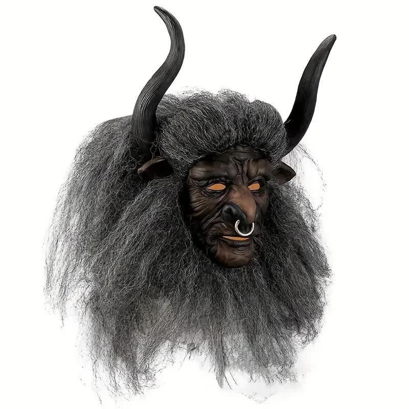 Teufel Maske mit Kunstfell & Hörnern