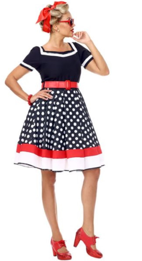 Rockabilly Kleid mit rotem Gürtel