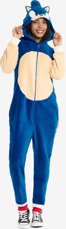Sonic Kostüm für Erwachsene, Cosplay-Overall mit Kapuze
