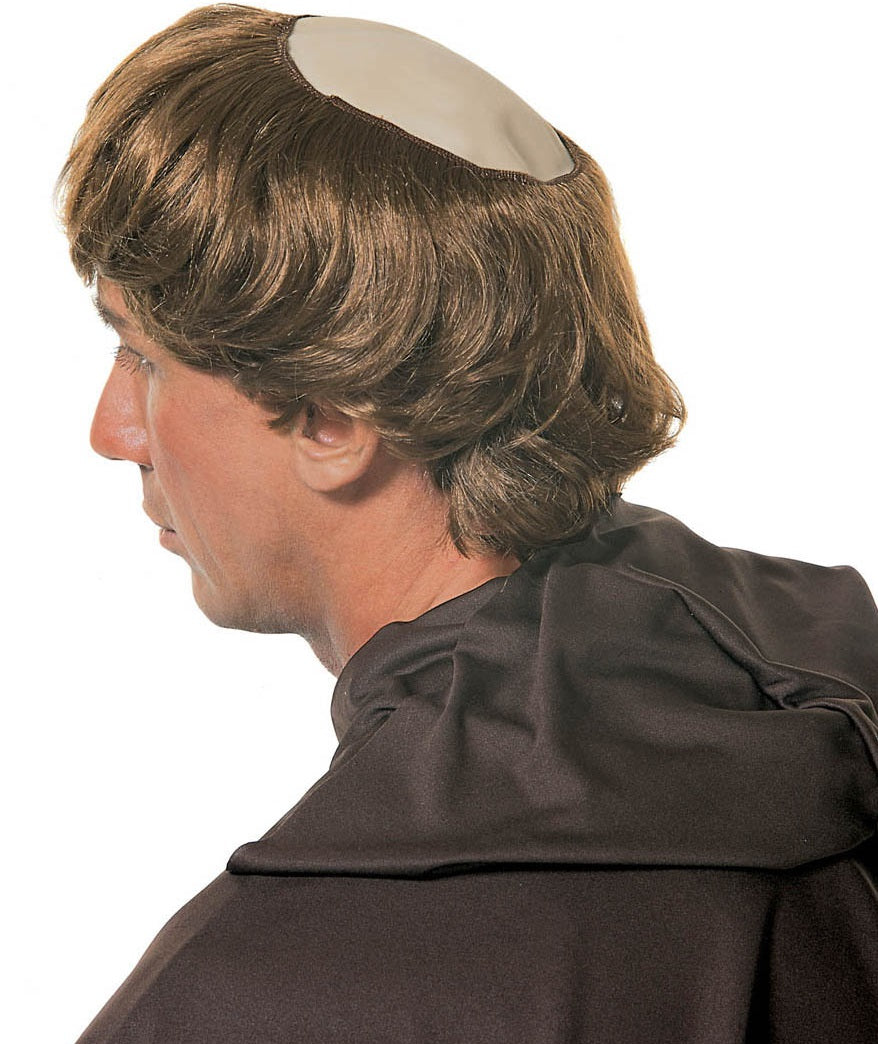 Mönch Perücke mit Tonsur und Haaren