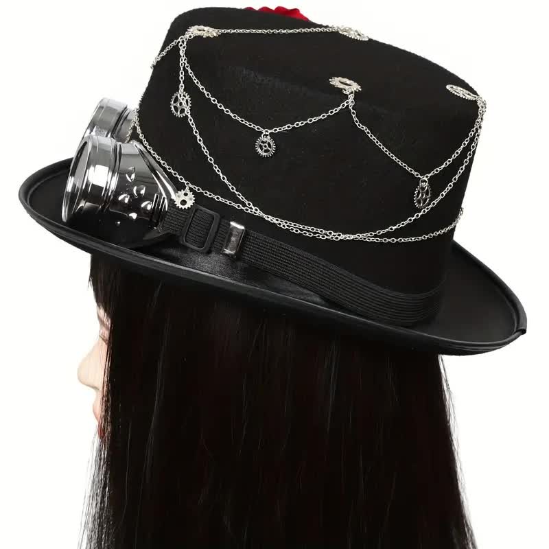 Steampunk Zylinder für Damen mit Rosen Verzierung