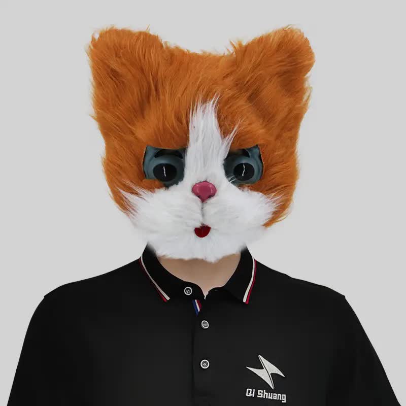 Katzenmaske mit Kunstfell und elastischem Band