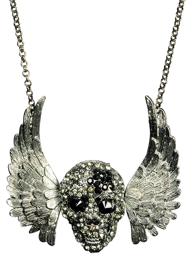 Totenkopf Halskette mit Flügeln – Gothic