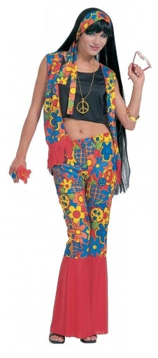 Hippie Kostüm Set – Weste, Stirnband & Schlaghose