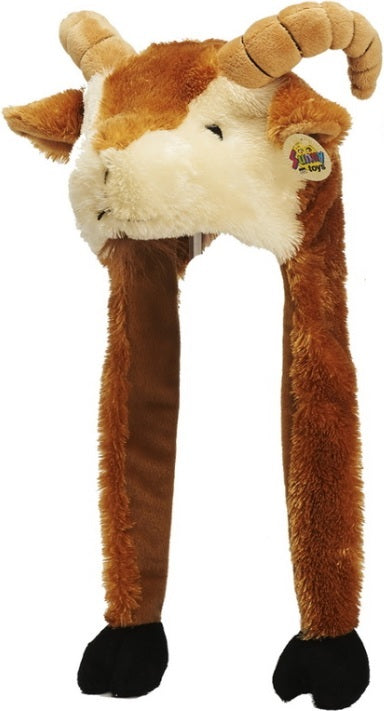 Steinbock Mütze – Plüschmütze mit Hörnern