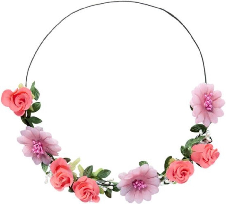 Blumen Haarschmuck – Haarreif mit pinken Rosen