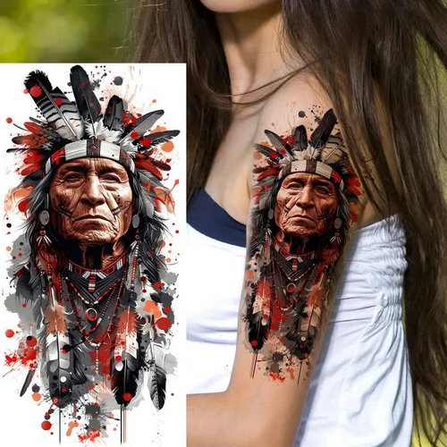 Indianer Häuptling Tattoo – Klebetattoo