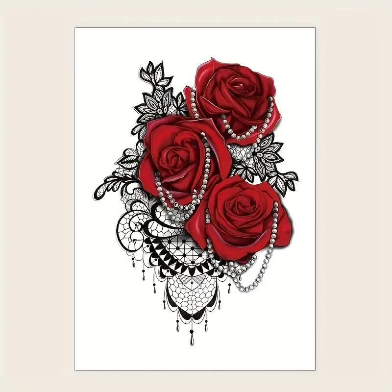 Rosen Tattoos mit Perlen – Biker