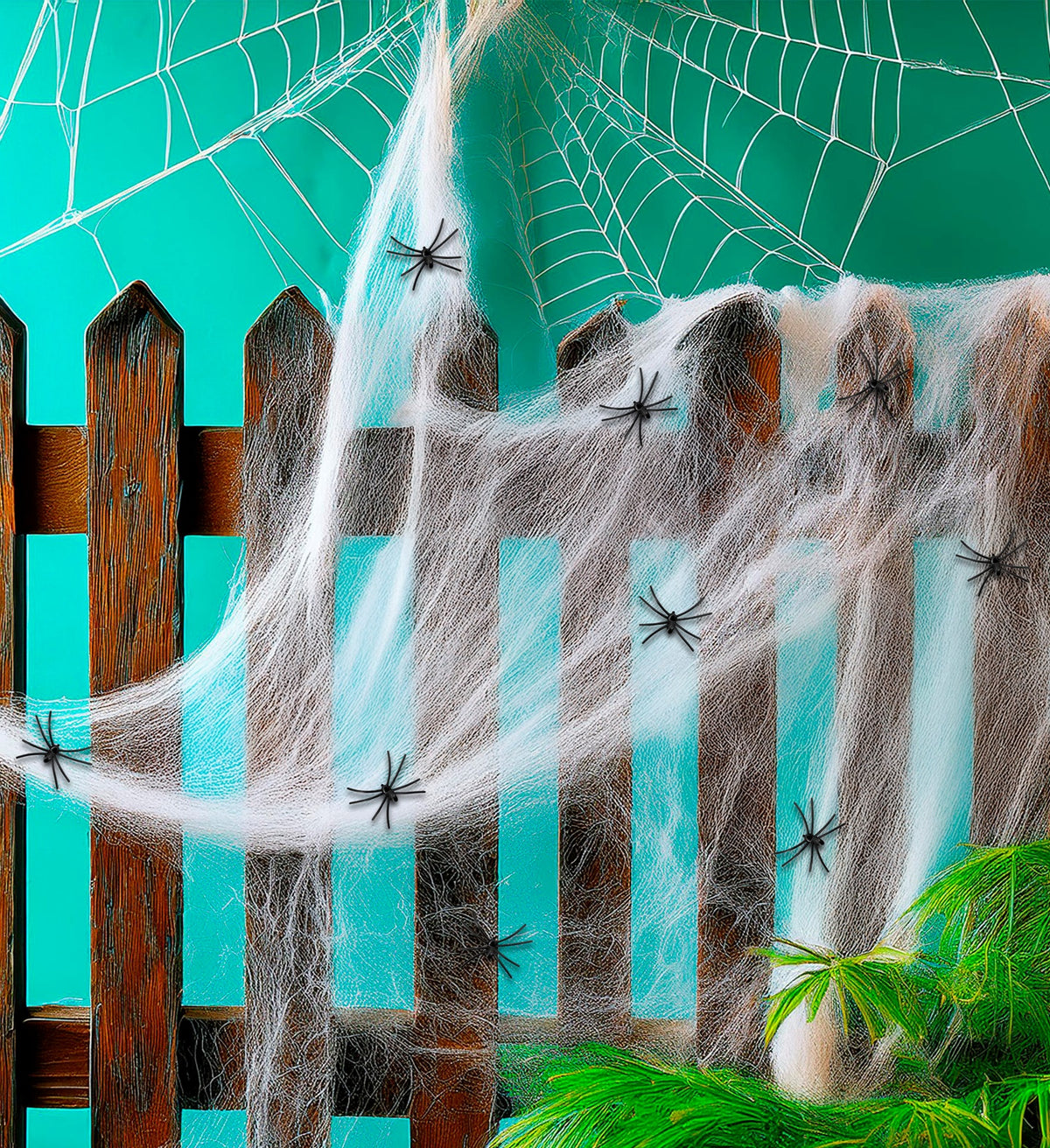 Spinnennetz mit Spinnen – Halloween Dekoration