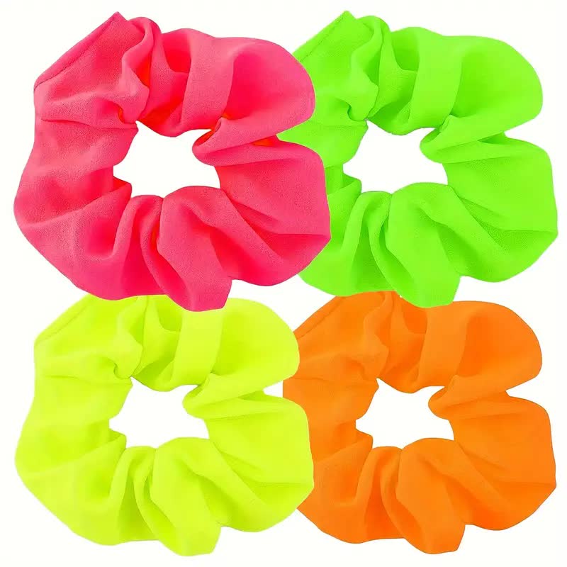 Grosse Haargummis Neon – 80er Party & Sport