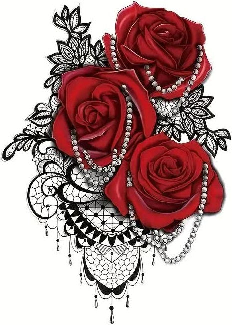 Rosen Tattoos mit Perlen – Biker