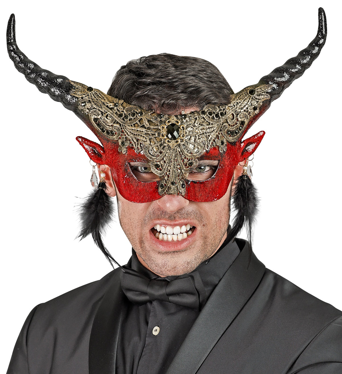 Dämon Halbmaske mit Hörnern – Teufel