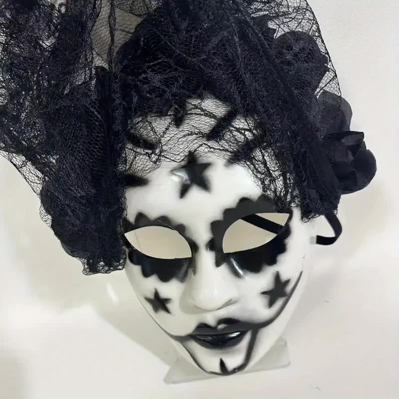 Dia de los Muertos Maske mit Rosen & Schleier
