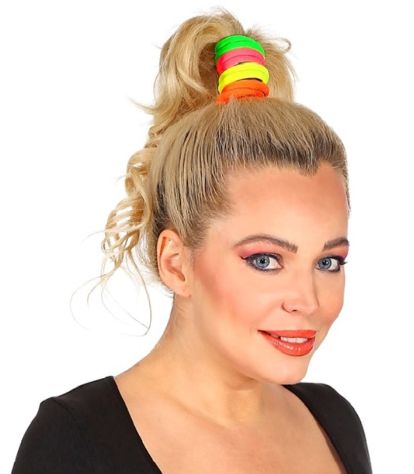 Neon Haargummis Set – 80er Party & Sport
